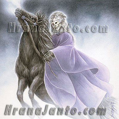 The Goddess Hel, riding her dark horse Helheston